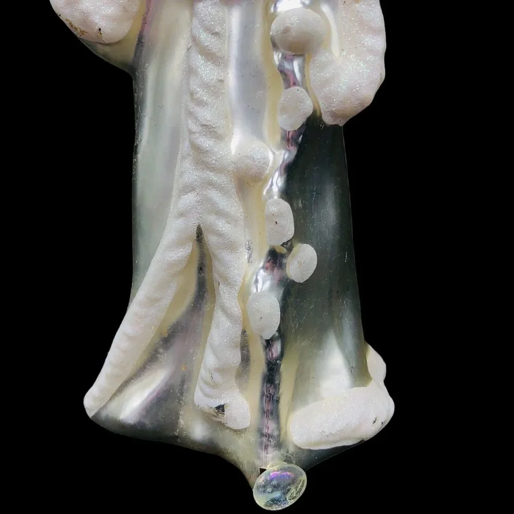 Mercury Glass Santa Christmas Statue Figure Snow Glitter‎ Old World 12” READ